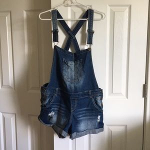 Wallflower Maternity Denim Overalls (Shorts)